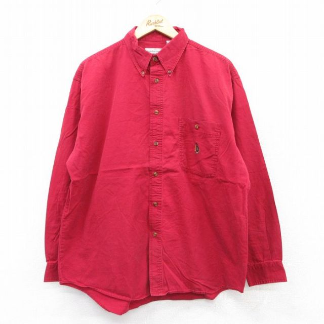 ビューグルボーイ 00s 長袖シャツ ワンポイントロゴ レッド XL | 古着