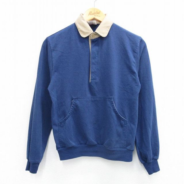 XS★古着 長袖 ラガー シャツ メンズ 90年代 90s 紺 ネイビー 25aug30 中古 トップス