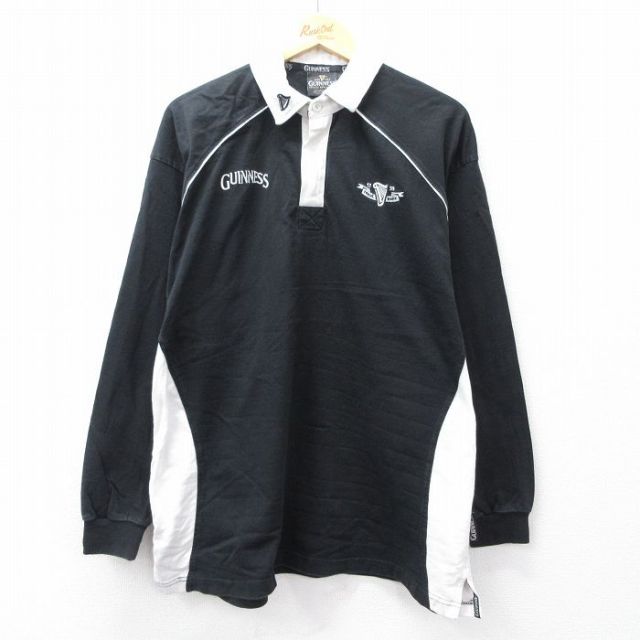 XL★古着 長袖 ラガー シャツ メンズ ギネスビール コットン 黒他 ブラック 【spe】 25sep01 中古 トップス