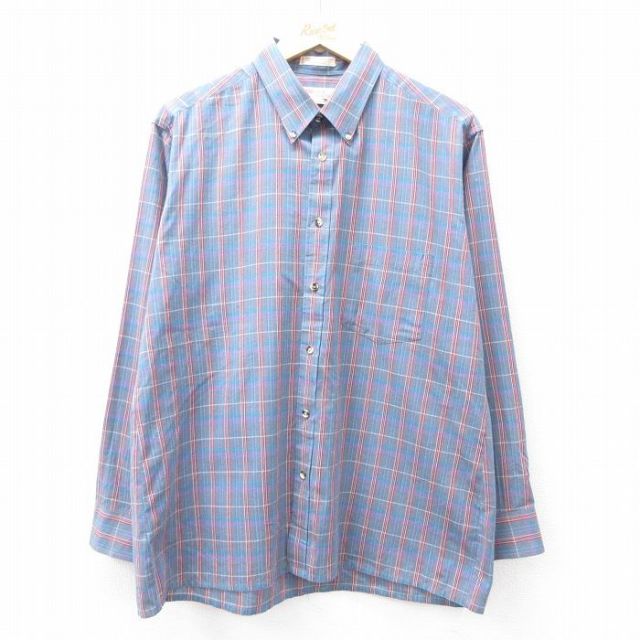 L★古着 ザフォックスコレクション THE FOX COLLECTION 長袖 シャツ メンズ 90年代 90s ボタンダウン グレー他 チェック 25sep01 中古 トップス