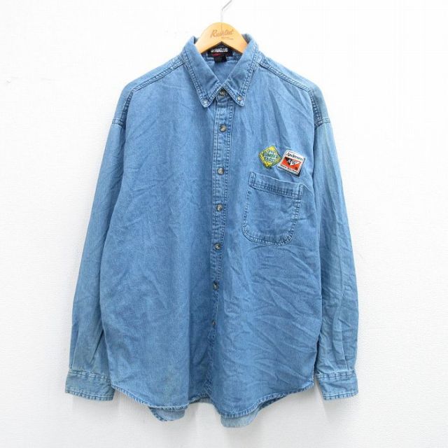 XL★古着 長袖 シャツ メンズ 00年代 00s Anderson LUMBERYARD 大きいサイズ コットン 紺 ネイビー デニム 25sep01 中古 トップス