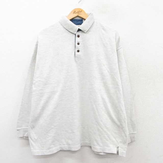 ポロシャツ 00s 長袖ポロシャツ 霜降り グレー XL | 古着