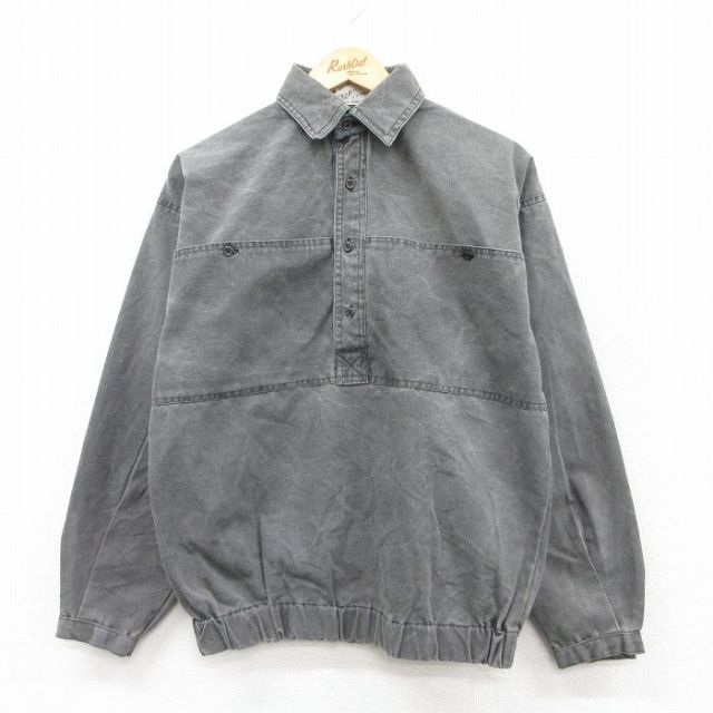 L★古着 長袖 トップス メンズ 90年代 90s ダック地 濃グレー 25sep01 中古