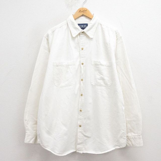 XL★古着 長袖 シャツ メンズ 00年代 00s コットン 白 ホワイト 25sep04 中古 トップス