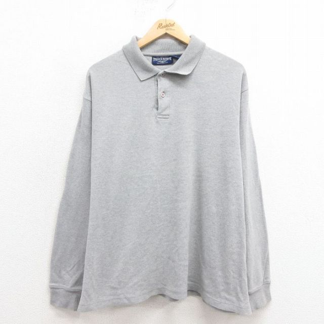 XL★古着 STEVE&BARRYS 長袖 ポロ シャツ メンズ 00年代 00s 大きいサイズ コットン グレー 霜降り 25sep04 中古 トップス