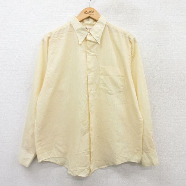 80s 長袖シャツ ストライプ イエロー L | 古着