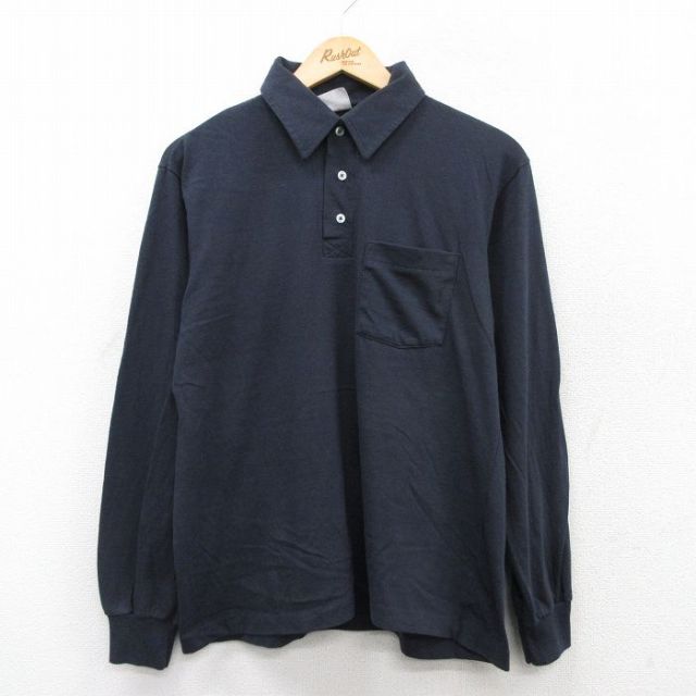 【20%OFF】M★古着 Wear Guard 長袖 ポロ シャツ メンズ 80年代 80s USA製 紺系 ネイビー 25sep08 中古 トップス