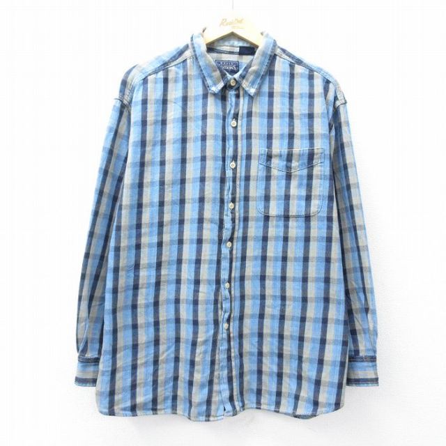 ベーシックエディションズ 90s 長袖シャツ チェック ネイビー XL | 古着