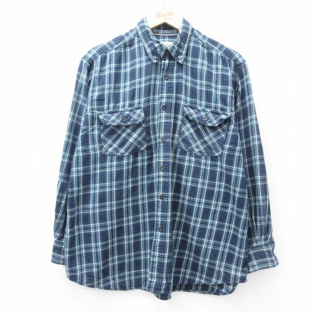 グリーンチェック 長袖シャツ XL | 古着