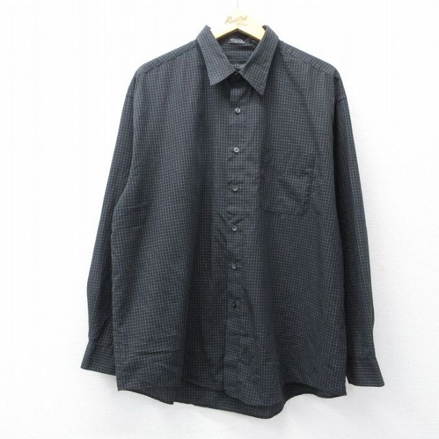 バンヒューセン 長袖シャツ チェック ブラック XL | 古着