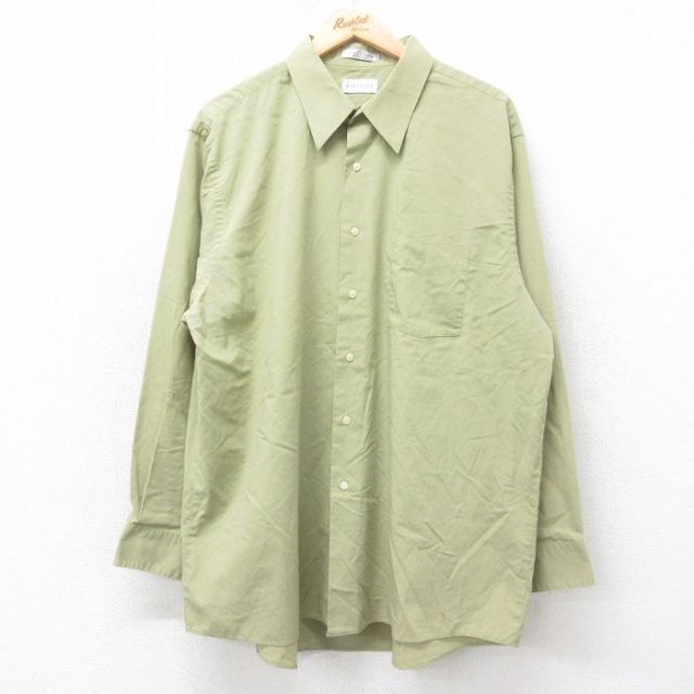 【20%OFF】XL★古着 バンヒューセン 長袖 シャツ メンズ 大きいサイズ ロング丈 緑系 グリーン 25sep12 中古 トップス