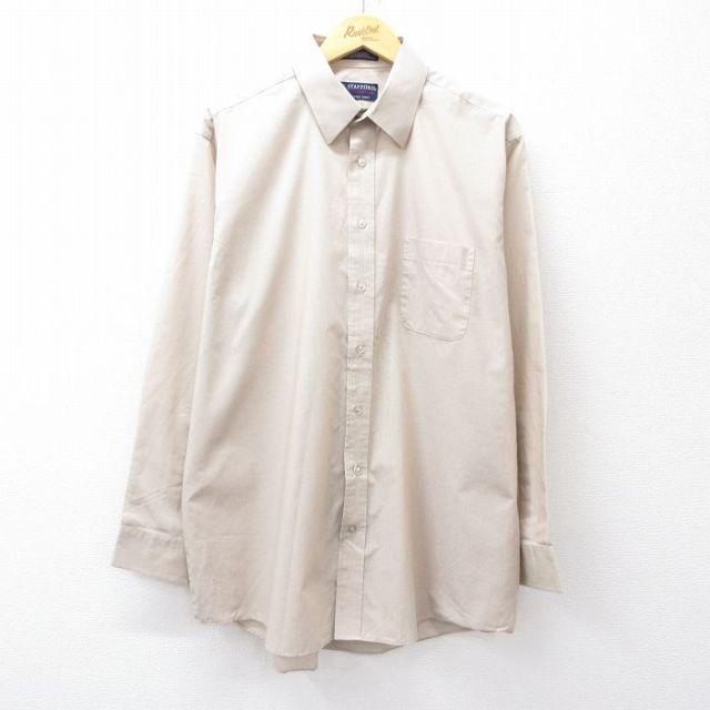 STAFFORD 長袖シャツ ストライプ ベージュ XL | 古着