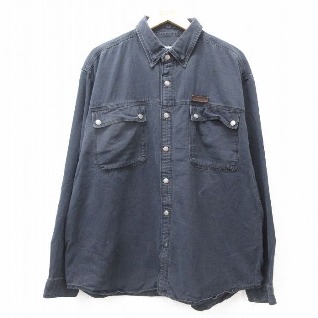 XL★古着 ハーレーダビッドソン Harley Davidson 長袖 シャツ メンズ 大きいサイズ コットン 黒 ブラック 【spe】 25sep13 中古 トップス
