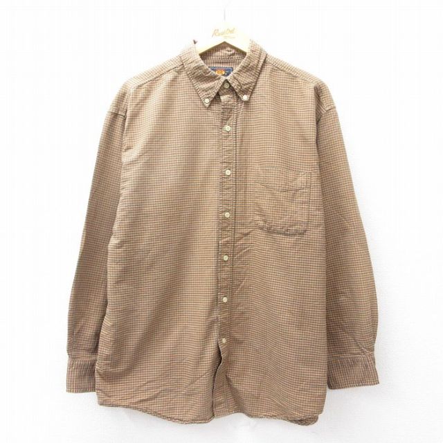 XL★古着 ルート66 長袖 シャツ メンズ 00年代 00s コットン ボタンダウン 濃緑他 グリーン チェック 25sep13 中古 トップス