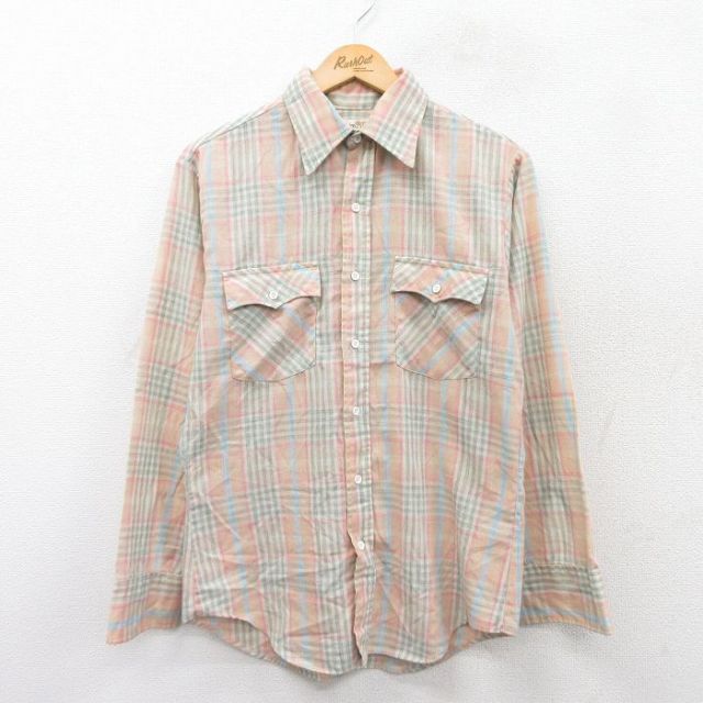 80s 長袖シャツ カーキ M | 古着