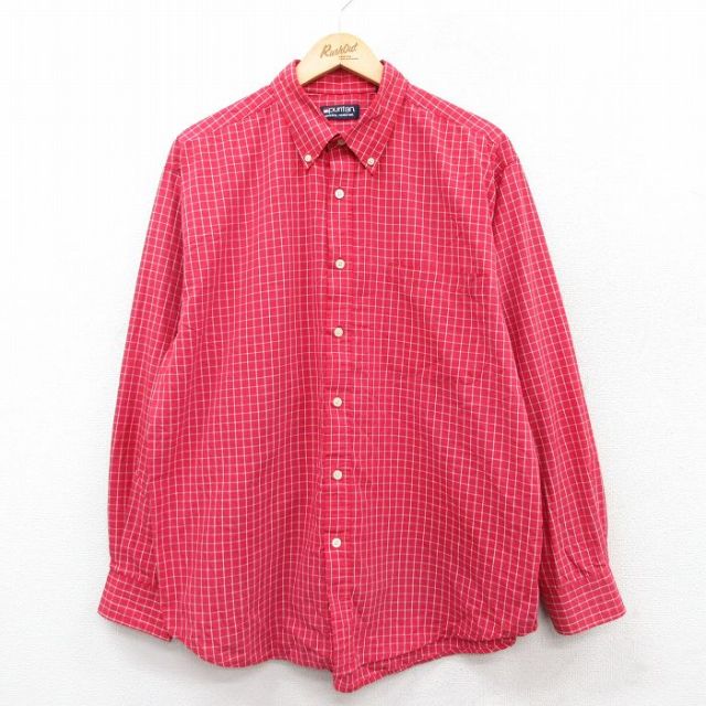 【20%OFF】XL★古着 ピューリタン 長袖 シャツ メンズ 00年代 00s ボタンダウン 赤他 レッド チェック 25sep19 中古 トップス