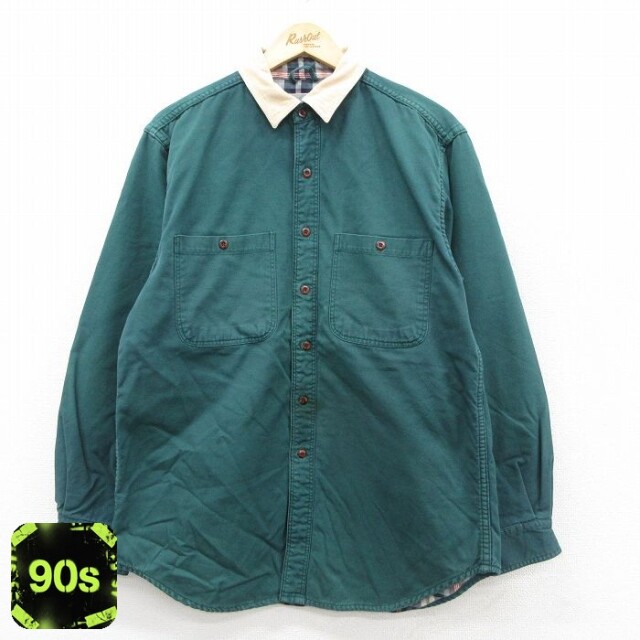 【50%OFF】EMS 90s 長袖シャツ 内側フランネル グリーン L | 古着