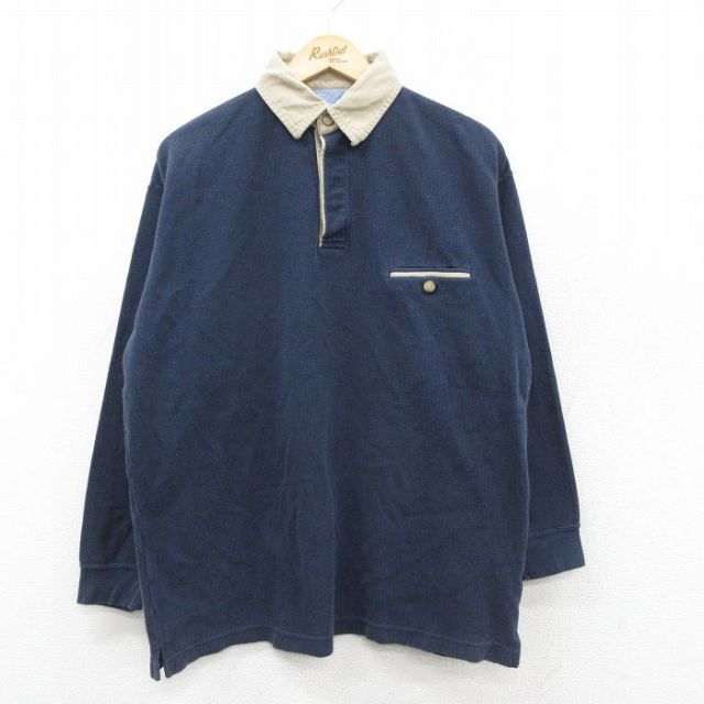 XL★古着 セントジョンズベイ 長袖 ラガー シャツ メンズ 00年代 00s コットン 紺 ネイビー 【spe】 25sep24 中古 トップス