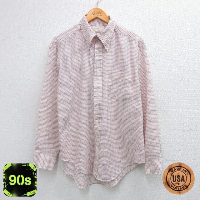 【50%OFF】90s 長袖シャツ チェック ホワイト L | 古着