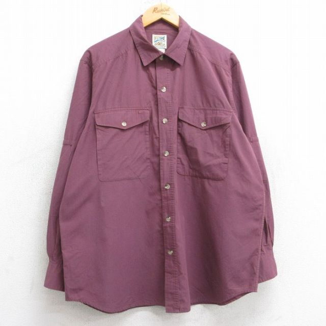XL★古着 TRAVELSMITH 長袖 シャツ メンズ エンジ 25sep26 中古 トップス