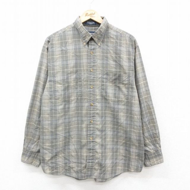 L★古着 アロー 長袖 シャツ メンズ 90年代 90s ボタンダウン グレー他 チェック 25sep29 中古 トップス