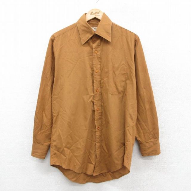 古着通販 L☆古着 長袖 シャツ メンズ 80年代 80s 茶系