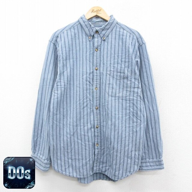 【50%OFF】THE TERRITORY AHEAD 00s 長袖シャツ ストライプ ネイビー L | 古着