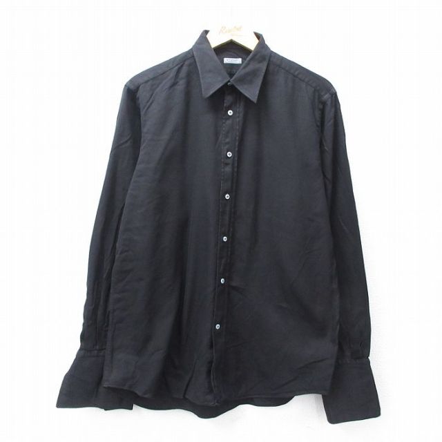 古着通販 L☆古着 長袖 シャツ メンズ 90年代 90s イタリア製 黒【spe
