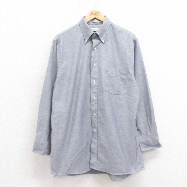 L★古着 バンヒューセン 長袖 シャツ メンズ 90年代 90s ボタンダウン USA製 グレー 25oct02 中古 トップス