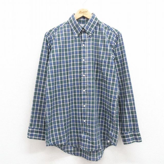 M★古着 アロー 長袖 シャツ メンズ 80年代 80s ボタンダウン USA製 緑 グリーン チェック 25oct02 中古 トップス