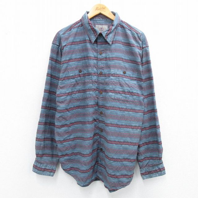 THE TERRITORY AHEAD 00s 長袖シャツ ボーダー ネイビー XL | 古着