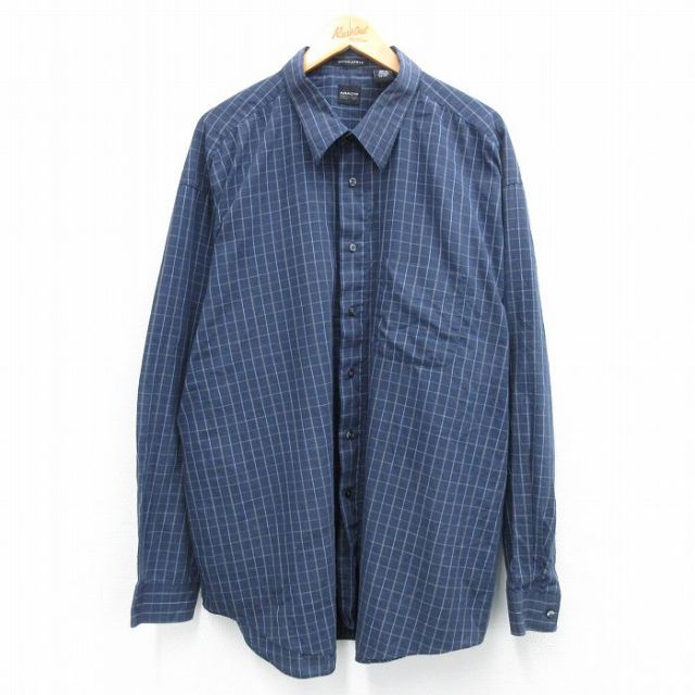 アロー 長袖シャツ チェック ネイビー XL | 古着