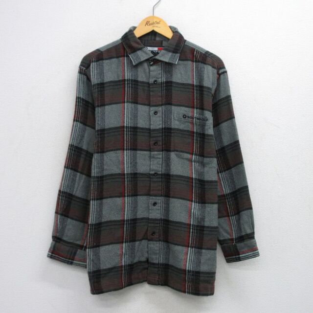 XL★古着 サウスポール 長袖 シャツ メンズ 大きいサイズ グレー他 チェック 25oct08 中古 トップス