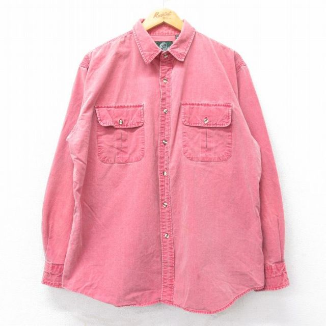 XL★古着 長袖 シャツ メンズ バスプロショップス コットン 赤系 レッド 25oct17 中古 トップス