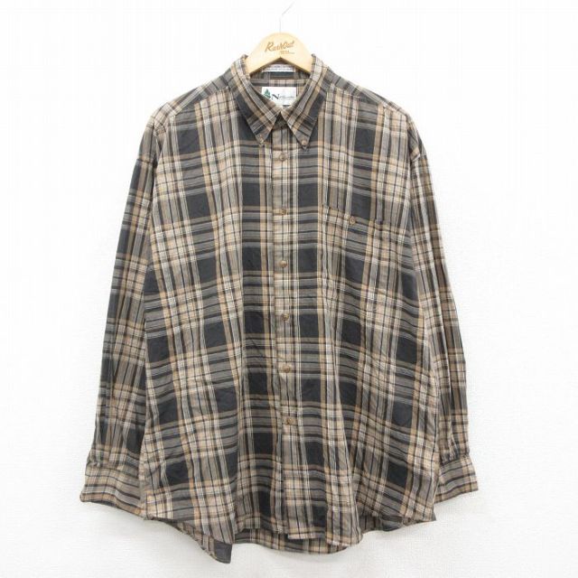 00s 長袖シャツ チェック カーキ XL | 古着