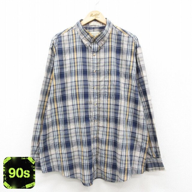 【50%OFF】アロー 90s 長袖シャツ チェック ネイビー XL | 古着