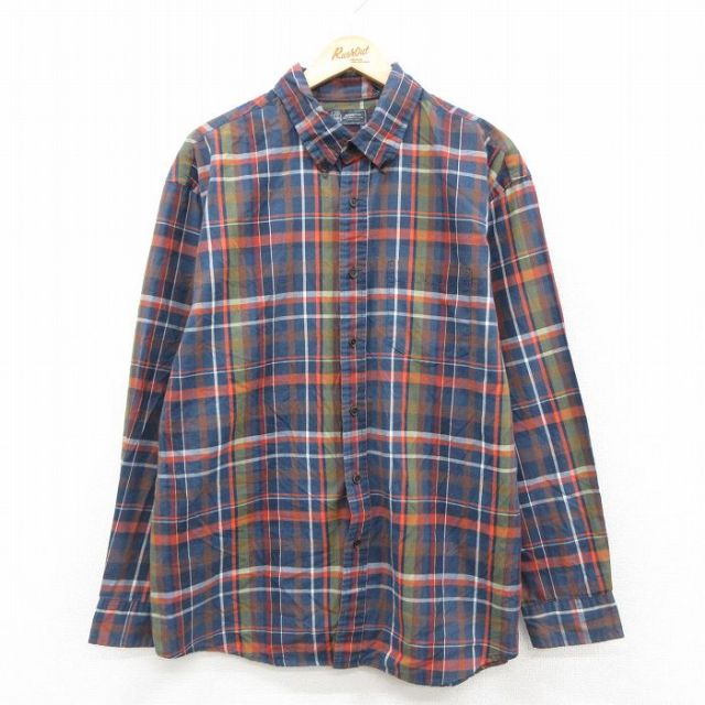 アロー 長袖シャツ チェック ネイビー XL | 古着