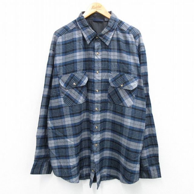 長袖シャツ チェック グレー XL | 古着