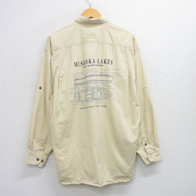 XL★古着 長袖 シャツ メンズ 00年代 00s ボート 大きいサイズ ロング丈 コットン 黄 イエロー 25oct29 中古 トップス