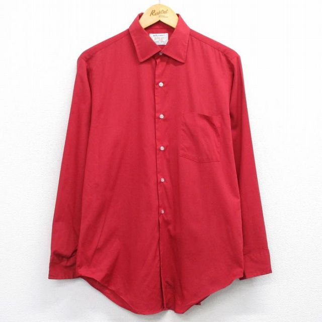 L★古着 アロー 長袖 シャツ メンズ 90年代 90s USA製 赤 レッド 25oct29 中古 トップス