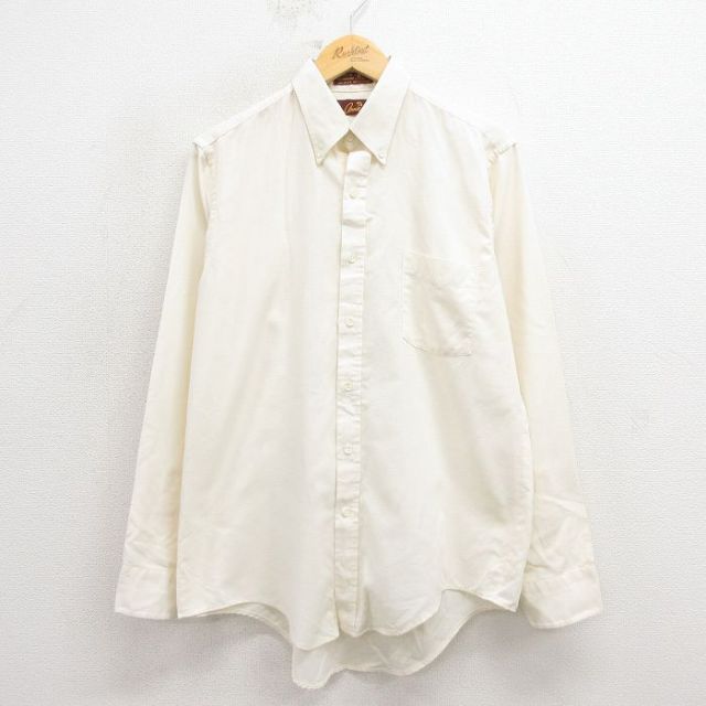 L★古着 長袖 シャツ メンズ 90年代 90s ボタンダウン USA製 生成り 25oct29 中古 トップス
