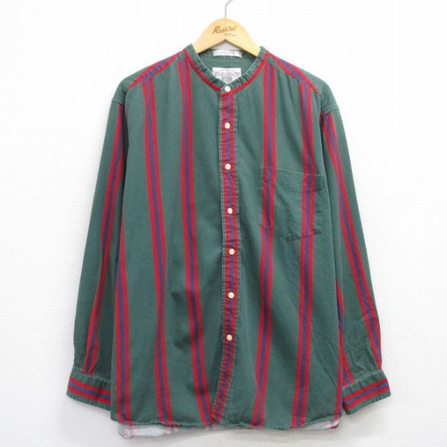 00s 長袖シャツ ストライプ グリーン XL | 古着
