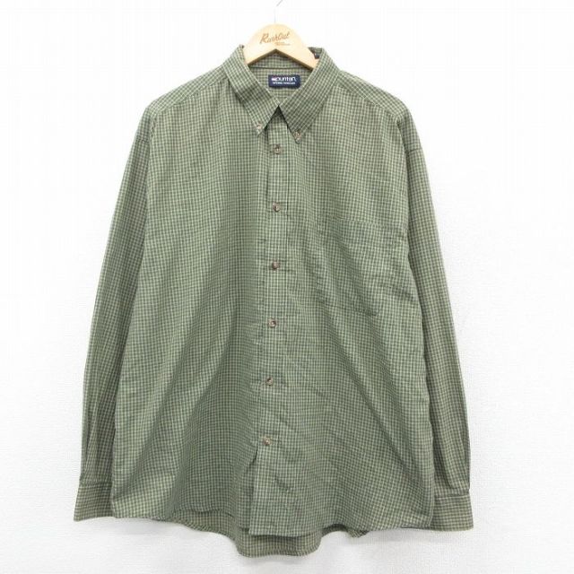 【20%OFF】XL★古着 ピューリタン 長袖 シャツ メンズ 00年代 00s 大きいサイズ ボタンダウン 緑他 チェック 25nov19