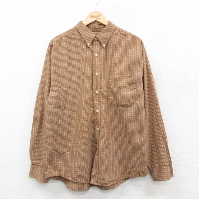 XL★古着 ピューリタン 長袖 シャツ メンズ 00年代 00s ボタンダウン ベージュ他 チェック 25nov22