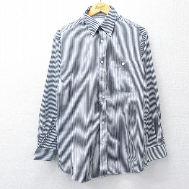 【50%OFF】00s 長袖シャツ ストライプ ネイビー M | 古着