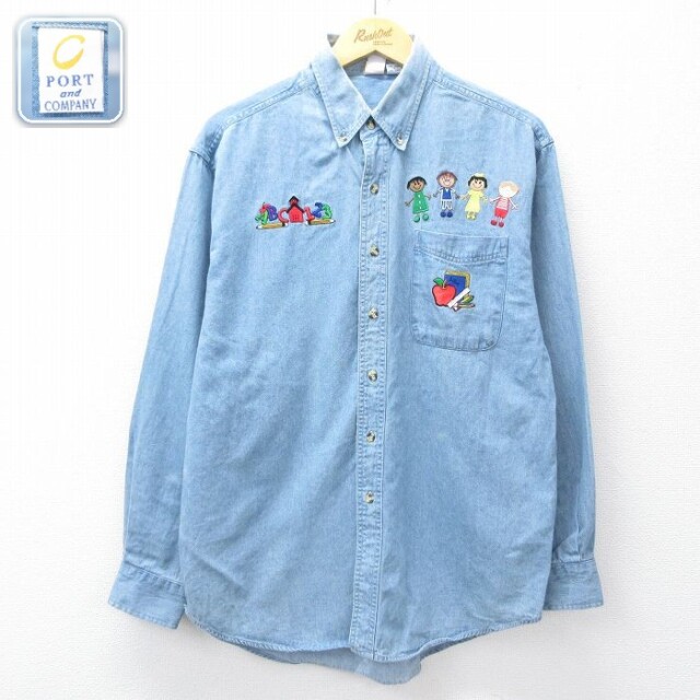 【50%OFF】長袖シャツ ワッペン ネイビー L | 古着