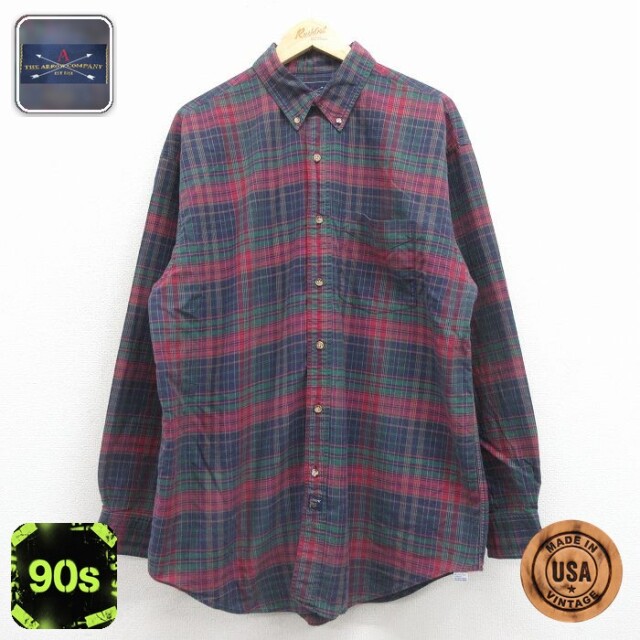 【50%OFF】90s 長袖シャツ チェック グリーン XL | 古着