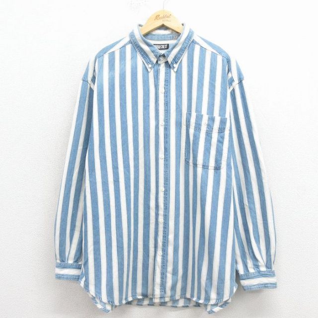 00s 長袖シャツ ストライプ ホワイト XL | 古着