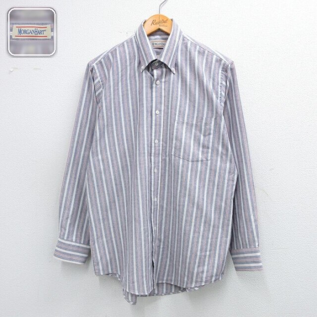 【50%OFF】長袖シャツ ストライプ ネイビー L | 古着