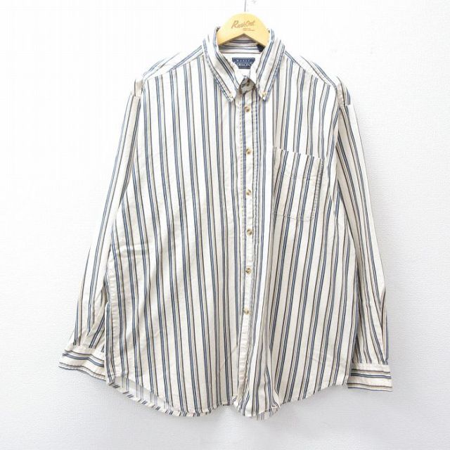 ベーシックエディションズ 90s 長袖シャツ ストライプ ベージュ XL | 古着
